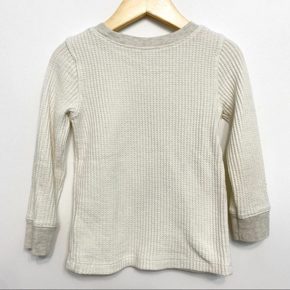 old navy | waffle knit thermal polar bear white tee 3t